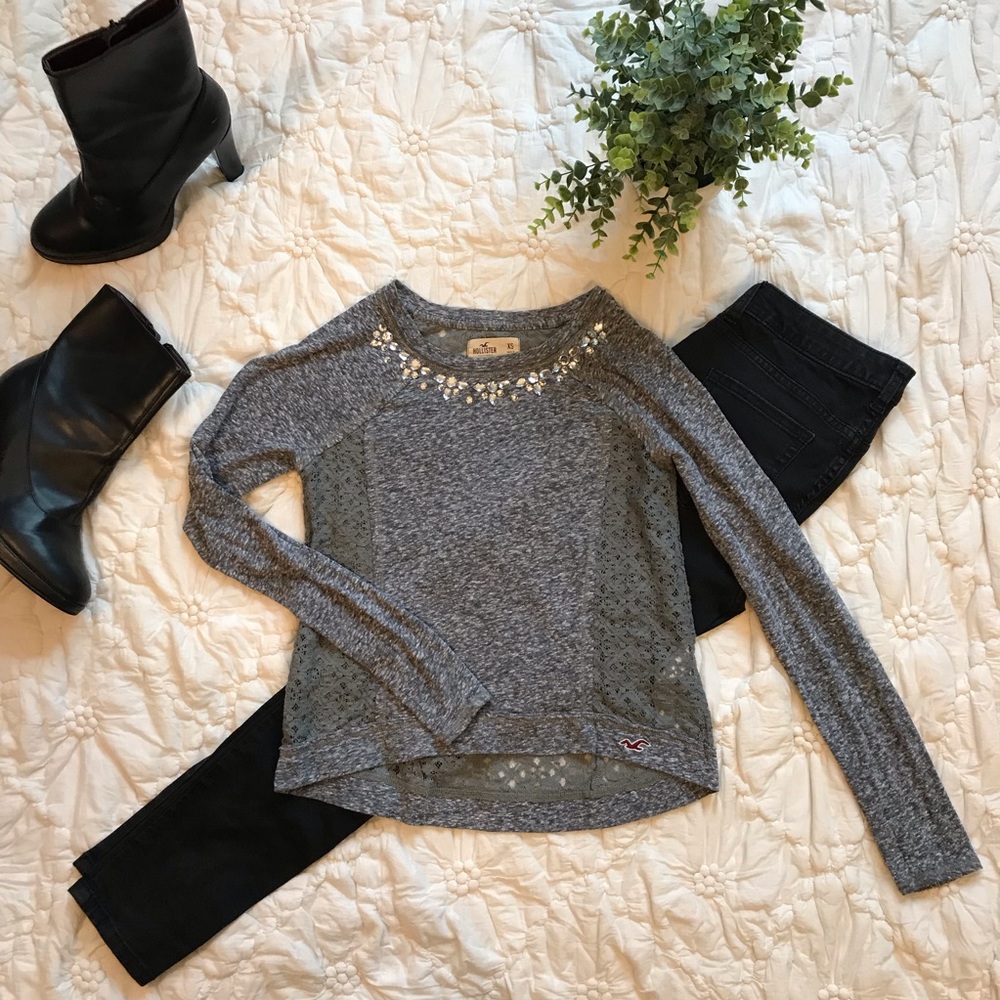 Hollister Long-sleeved Tee with Lace Detail